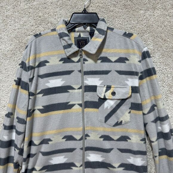 VTG 1946 Jacket NWT‎ Men's Large Gray Aztec Fleeece Full Zip Up Long Sleeve - Picture 2 of 12